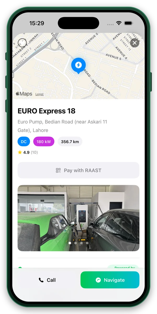 ChargePK app — Station photos